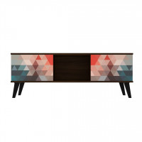 Manhattan Comfort 174AMC213 Doyers 53.15 Mid-Century Modern TV Stand in Multi Color Red and Blue